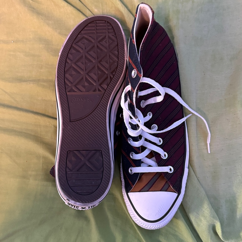 Converse - Navy/Gold/Dark Red Striped High Tops - Picture 3 of 3